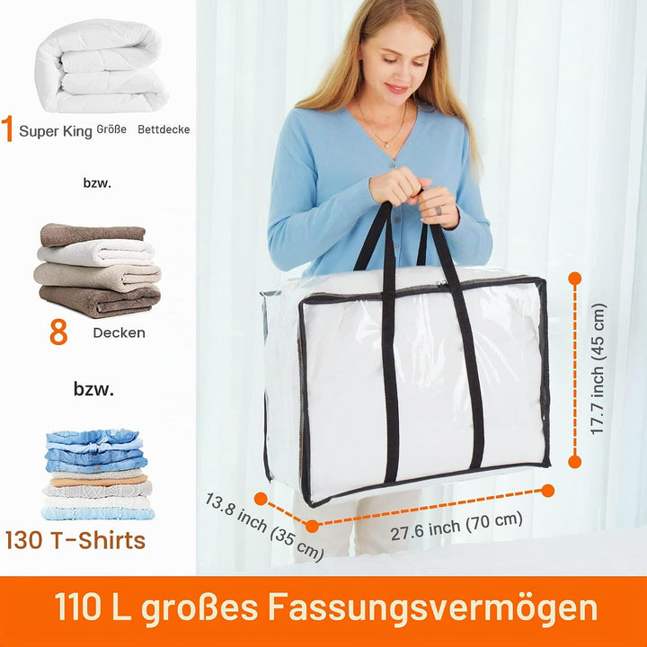 Vieshful 5 Pack Aufbewahrungsbeutel Löschen 110L Übergross Kleidertaschen mit Doppelten Reissverschl