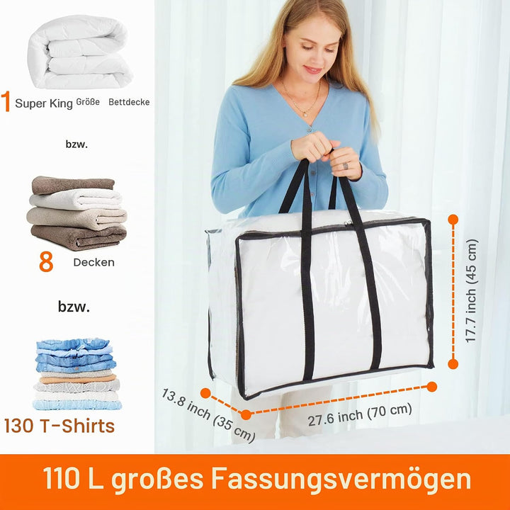 Vieshful 5 Pack Aufbewahrungsbeutel Löschen 110L Übergross Kleidertaschen mit Doppelten Reissverschl