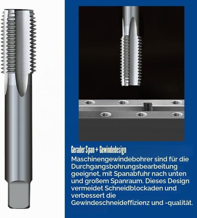 Maschinengewindebohrer HSS Gewindeschneider Durchgangsloch Gerade Nut Geeignet Für Gewindeschneidmas