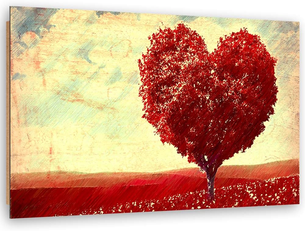 Wanddeko Herz Kunst modern Bilder abstrakt Rot 100x70 cm M14319 100x70 cm, M14319 100x70 cm