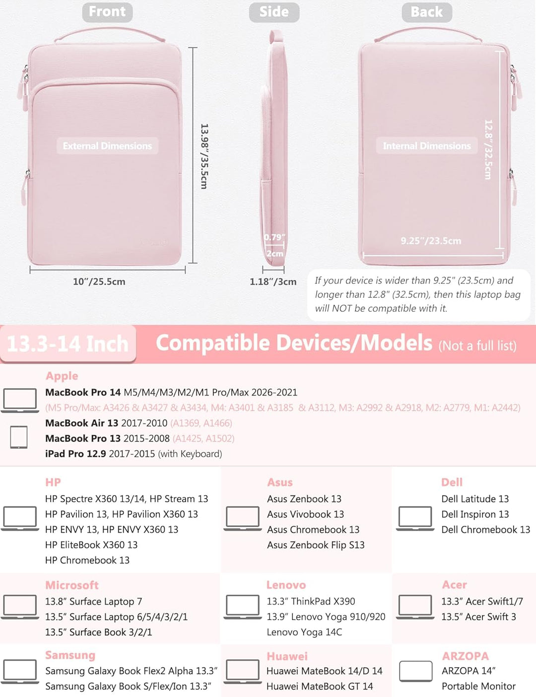 HYZUO 13,3-14 Zoll Laptoptasche Hülle Tasche für MacBook Pro 14 M5 M4 M3 M2 M1 A3426 A3427 2026-2021