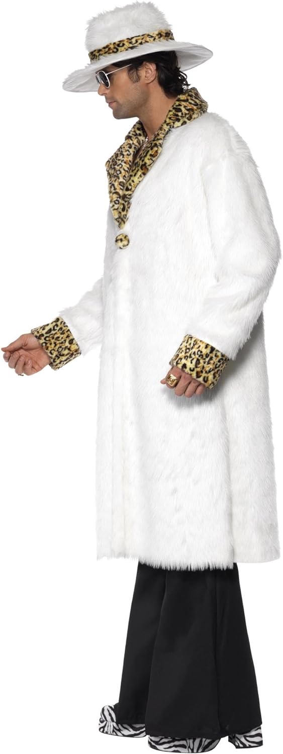 Pimp Costume, White and Leopard Print (M), M