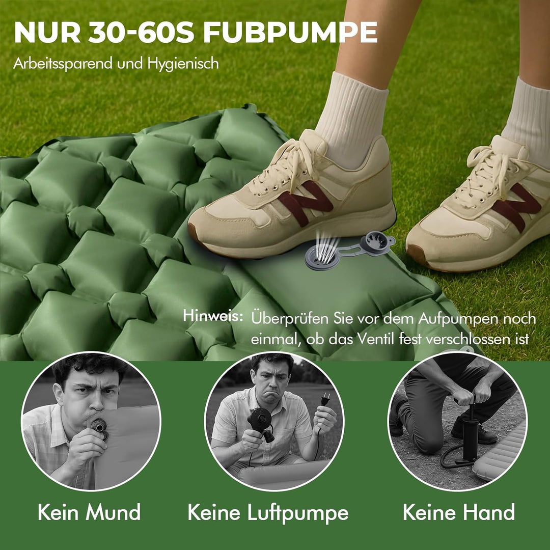 LENDOO Ultraleichte Aufblasbare Isomatte, 195cm*60cm Isomatte Selbstaufblasend Mit Aufblasbarem Kiss