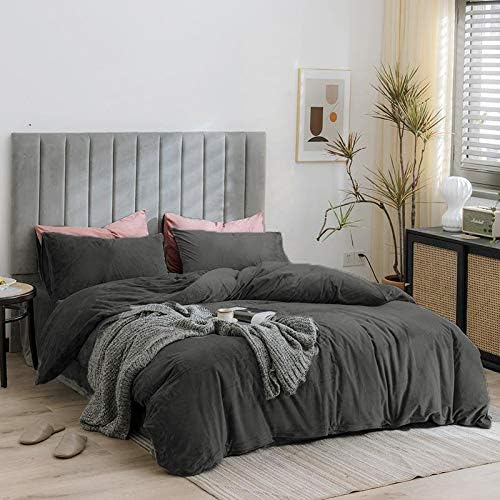 Michorinee Winter Plüsch Bettwäsche Set 200x200 Cashmere Touch Flauschig &amp; Warme Coral Fleece Uni Be