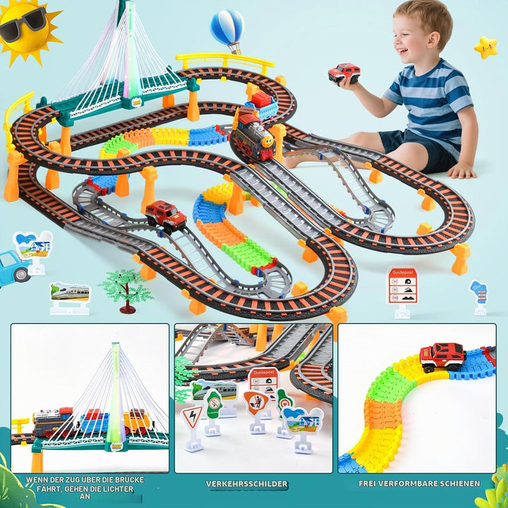 Zug Spielzeug, 215PCS Schienen Auto,Spielzeug Eisenbahn Elektrisch,Elektrischer Zug für Kinder,Weihn