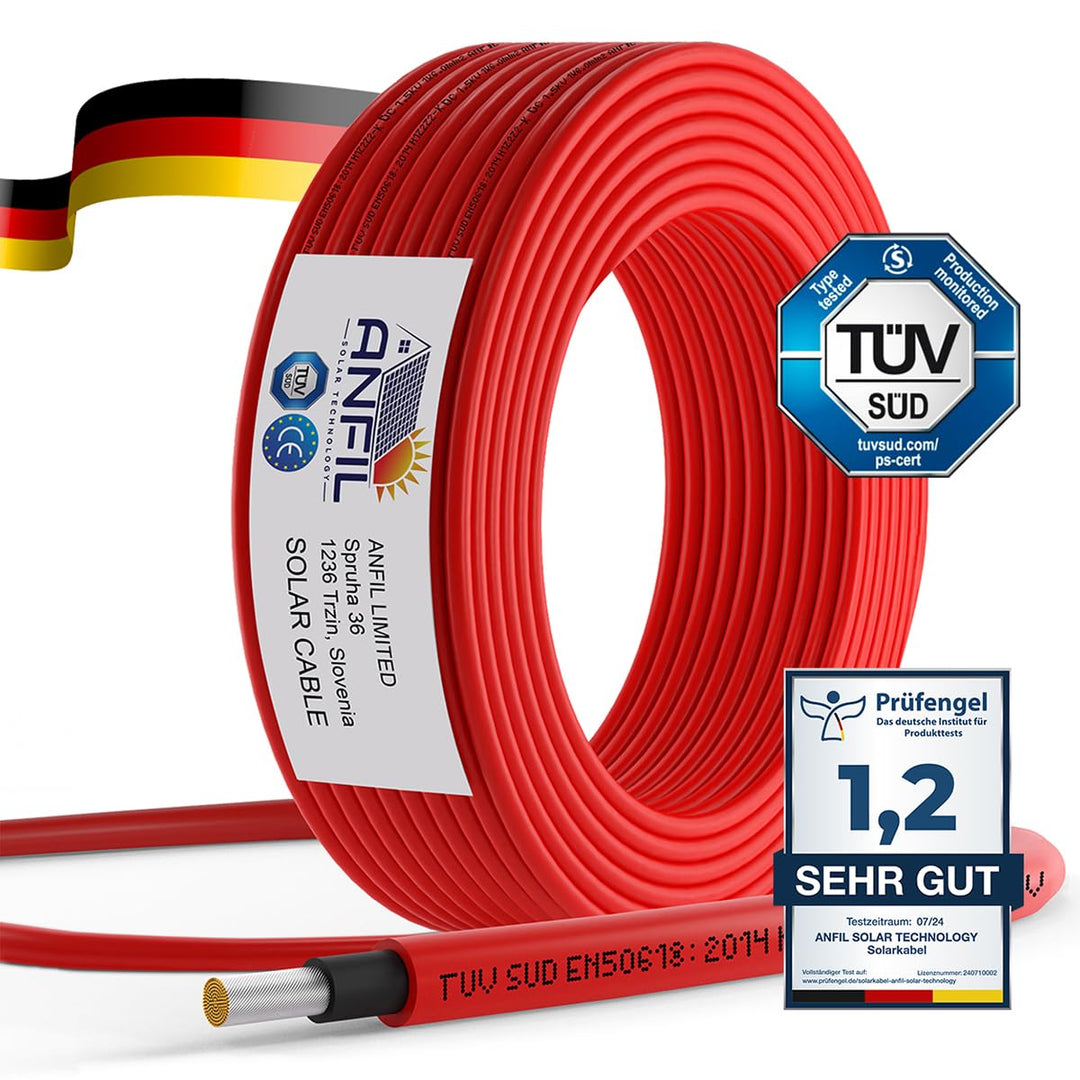 Solarkabel Verlängerung ANFIL 4mm2/12AWG Solarpanel Photovoltaik Verlängerungskabel Solar PV Kabel f