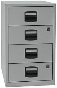 Bisley Home Beistellschrank PFA, 4 Universalschubladen, 355 Silber, 40 x 41.3 x 67.2 cm