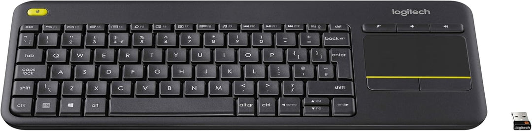 Logitech K400 Plus Kabellose TV-Tastatur mit Touchpad, 2.4 GHz Verbindung via Unifying USB-Empfänger