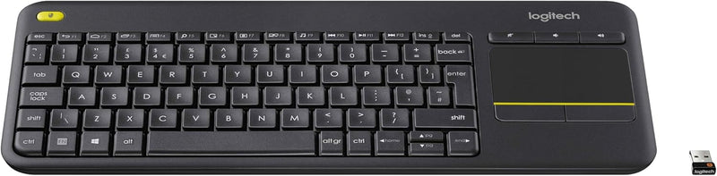 Logitech K400 Plus Kabellose TV-Tastatur mit Touchpad, 2.4 GHz Verbindung via Unifying USB-Empfänger