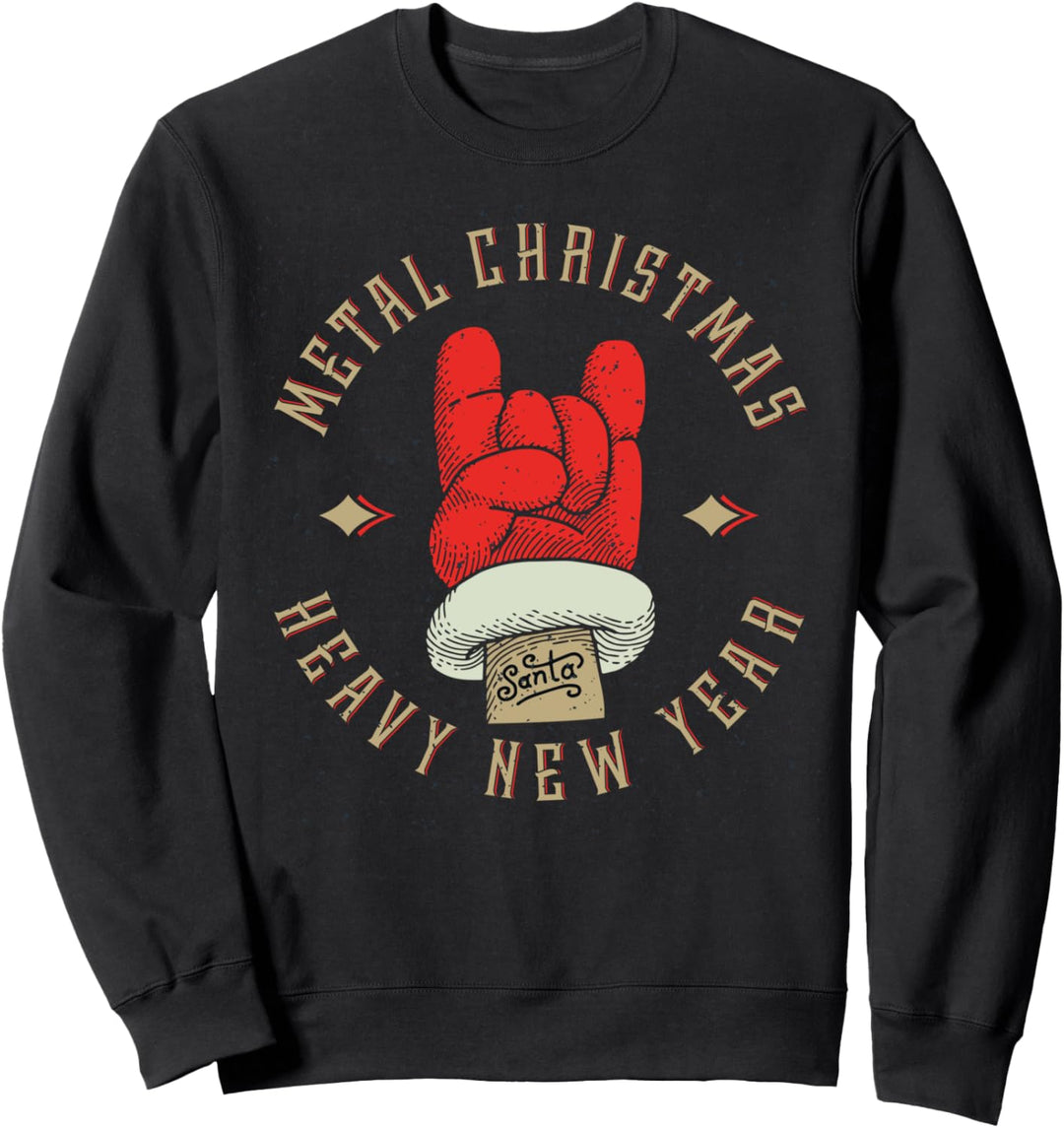 Heavy Metal Head Rock Band Funny Christmas Vintage Grafik Sweatshirt