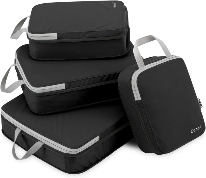 Compression Packing Cubes 3/4er Set, Gonex Kleidertaschen 4-teilig Verpackungswürfel, Kleidertaschen