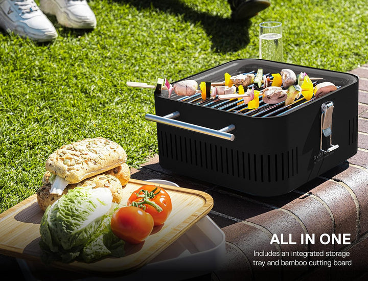 Everdure Cube Tragbarer Holzkohlegrill, Tischgrill, perfekte Heckklappe, Strand, Terrasse, oder Camp