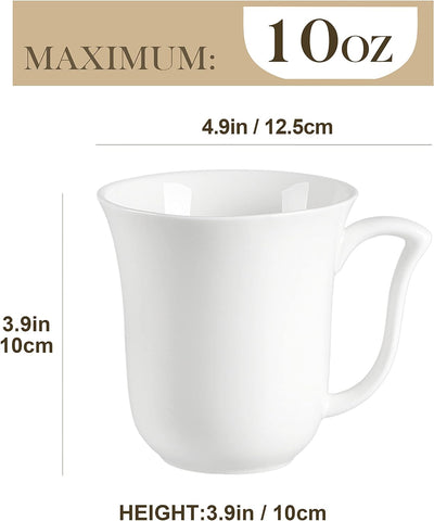 MALACASA, Serie Amparo, 6 TLG. Kaffeeservice Cremeweiss Porzellan Kaffeetasse 340ml Becher