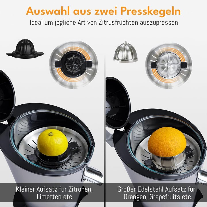 LEBENLANG Saftpresse elektrisch hohe Saftausbeute – 600W – Orangenpresse elektrische Zitruspresse, Z