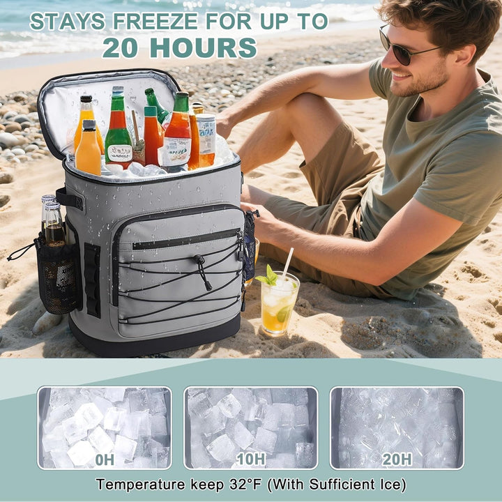 Kühlrucksack, 30L Grosse Thermo Kühltasche Rucksack, Wasserdicht Picknickrucksack Gross für Herren &