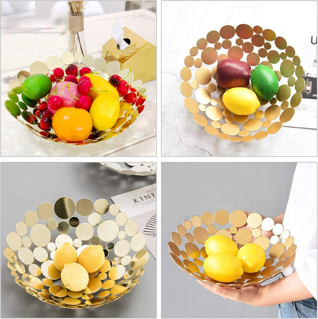 SumnaCon Tischschale aus Metall für Obst - Küche & Esstisch Display Basketball - Gold
