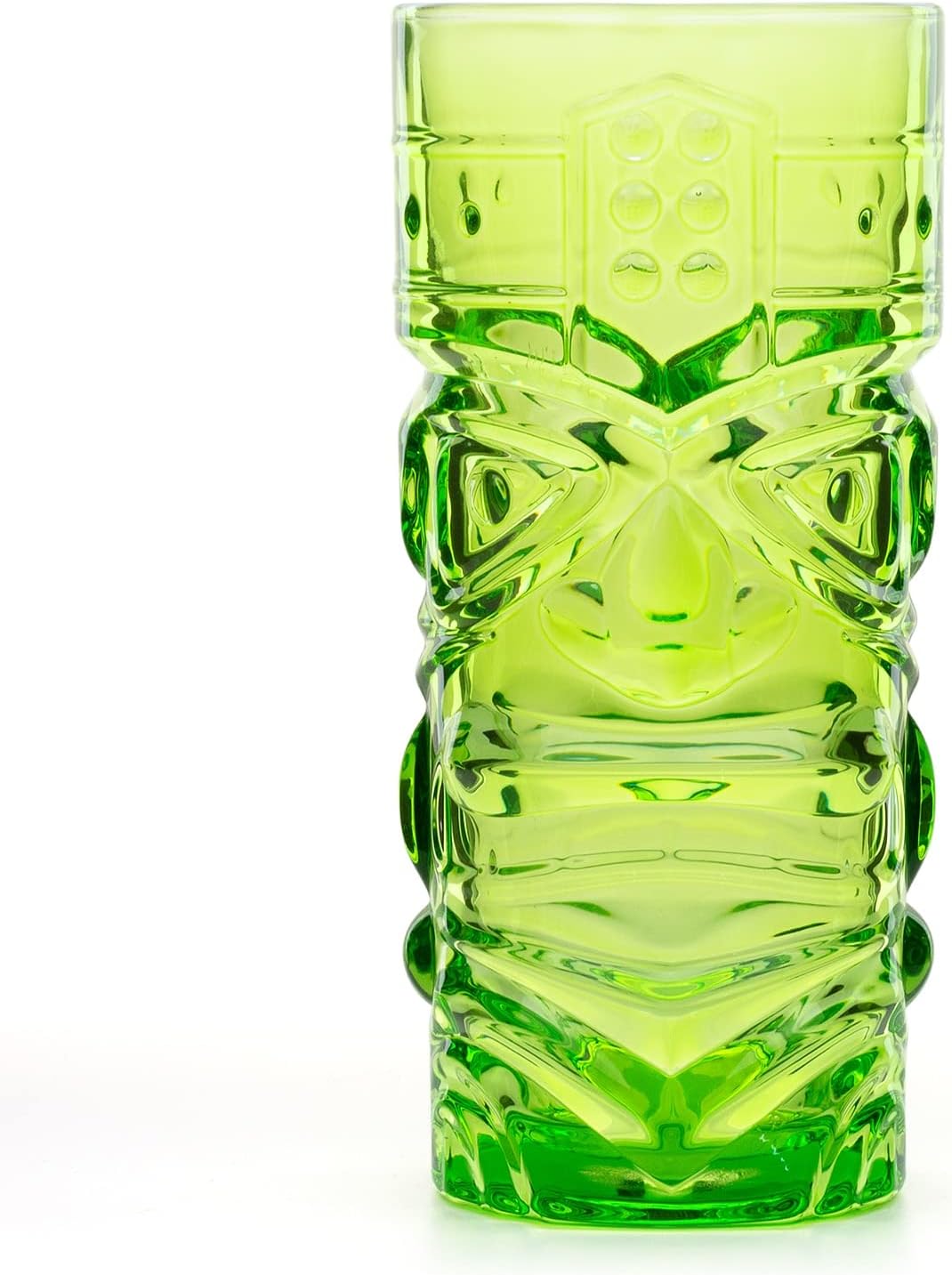 CKB LTD 4er-Set TIKI Becher Maori Tiki Glas Farbiges Glas Tiki-Set Cocktailgläser Cocktailbecher Lon