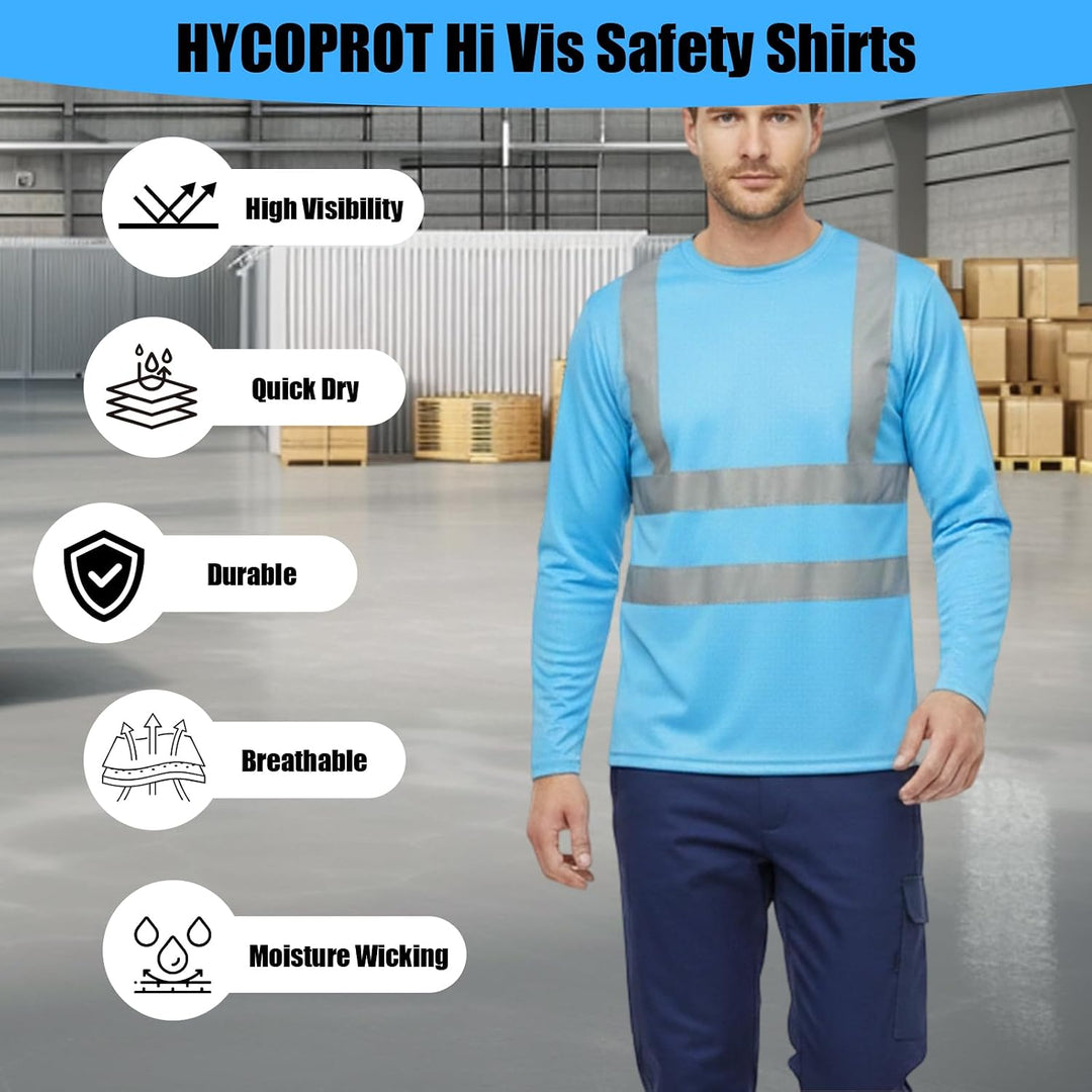 HYCOPROT Warnschutz T-Shirt Warnweste Reflektierend Warnweste Atmungsaktiv Leicht Kurzarmshirt Kurza