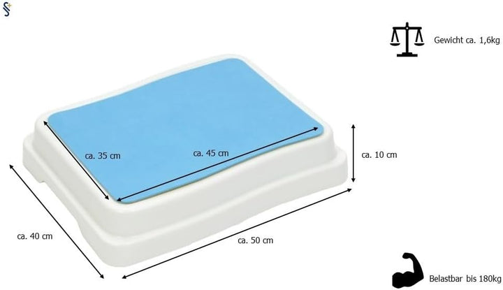 Stock-Fachmann® Badezimmerstufe 10cm | Stapelbar & Erweiterbar | Farbe Blau Weiss | Belastbar Bis 19