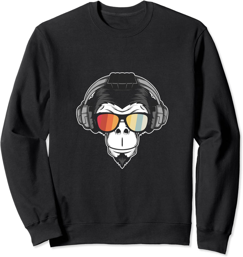 Affe DJ mit Kopfhörer und Sonnenbrille Geschenk Party Sweatshirt