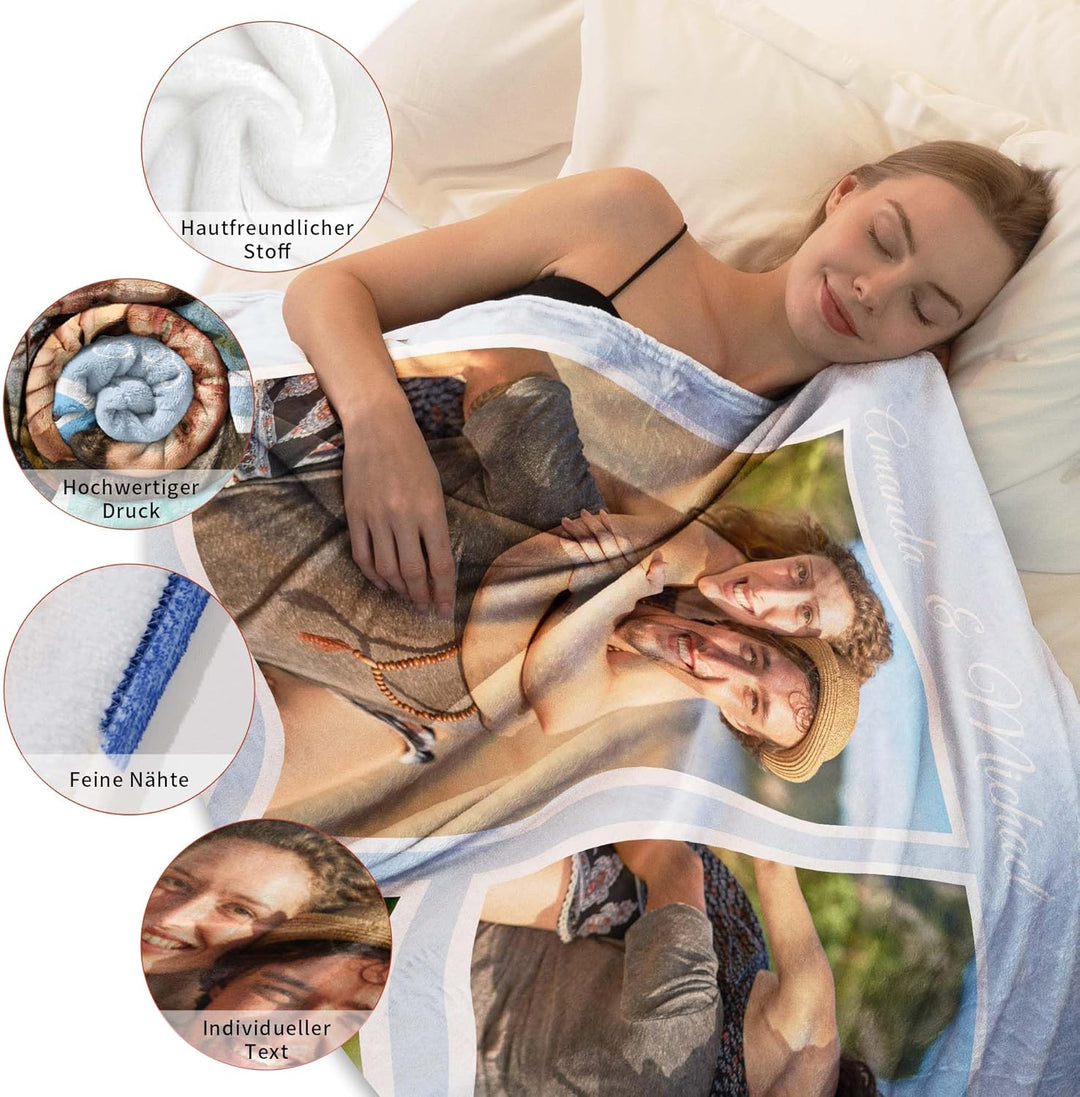 Easycosy personalisierte Decke für Paare - Valentinstag Foto Geschenke für Sie Frauen Benutzerdefini