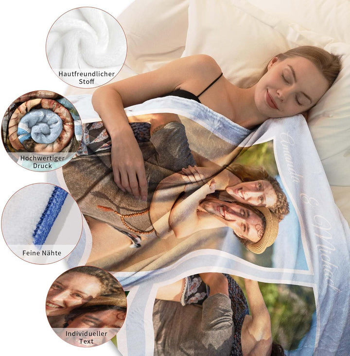 Easycosy personalisierte Decke für Paare - Valentinstag Foto Geschenke für Sie Frauen Benutzerdefini