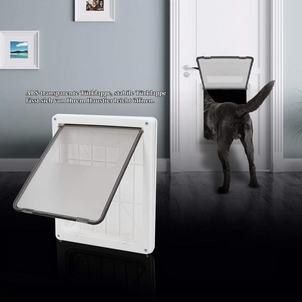 WNSC Hundetür, frei grosse Grösse Safe 43 × 36 × 5 cm Haustier Eingangstür für Wand(White), White