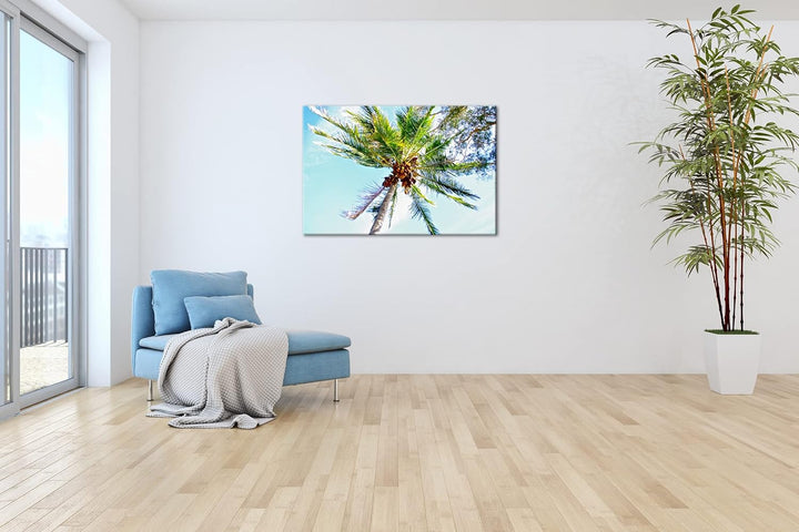 deyoli Kokosnüsse an einer tropischen Palme Format: 80x60 als Leinwandbild, Motiv fertig gerahmt auf