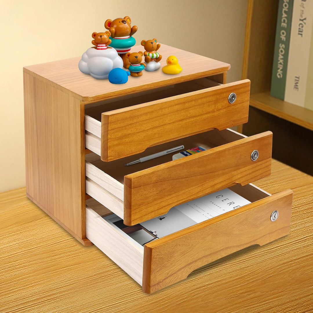 3 Schicht Desktop Storage Box, Desktop Storage Box mit abschliessbarer Schublade, Bürobedarf Schubla