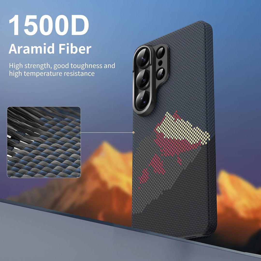 memumi Magnetische Carbon Hülle für Galaxy S26 Ultra,Ultradünne Handyhülle, Hülle aus echter Aramidf