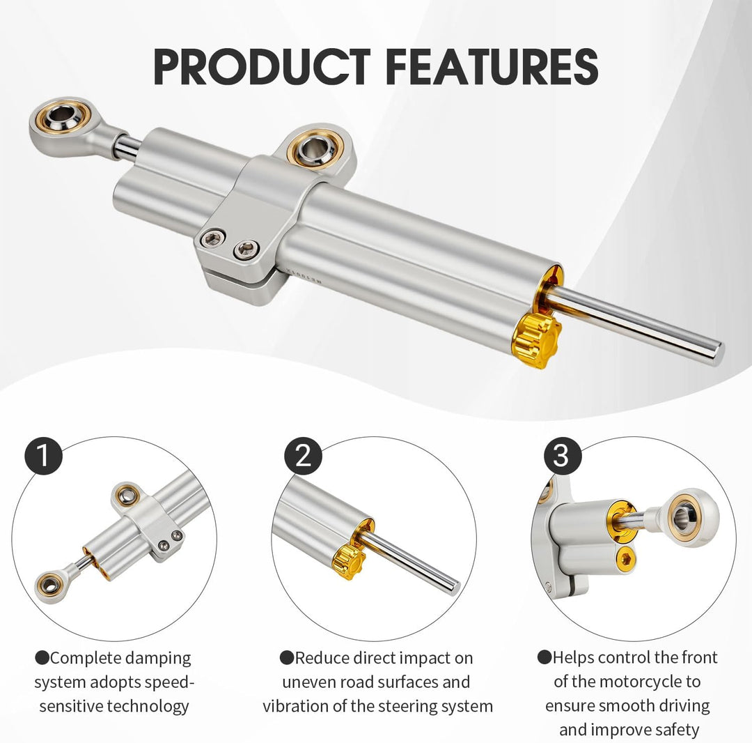 Lenkungsdämpfer Motorrad,CNC Aluminium Motorrad Lenkungsdämpfer Stabilisator Universal Einstellbar F