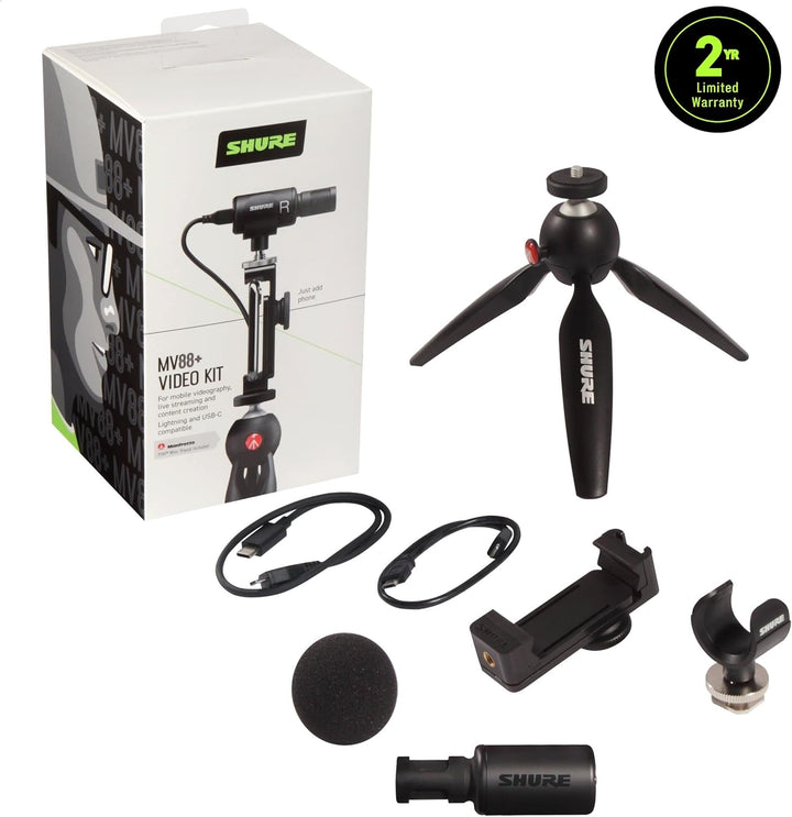 Shure MV88+ iPhone Mikrofon Video Kit - Digitales Stereo-Kondensatormikrofon für iPhone & Android mi