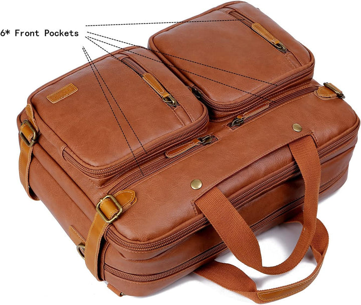 Baosha Herren PU Leder Aktentasche Rucksack Hybrid 17 Zoll Laptoptasche Messenger Bag Business Umhän