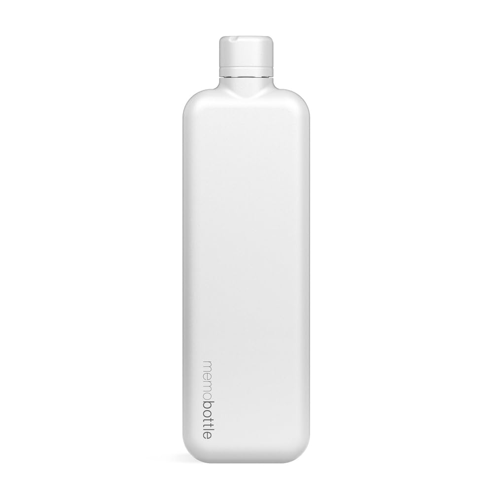 memobottle - Edelstahl (Weiss) | Robust, Auslaufsicher, Premium Trinkflasche | BPA-frei | Ideal für
