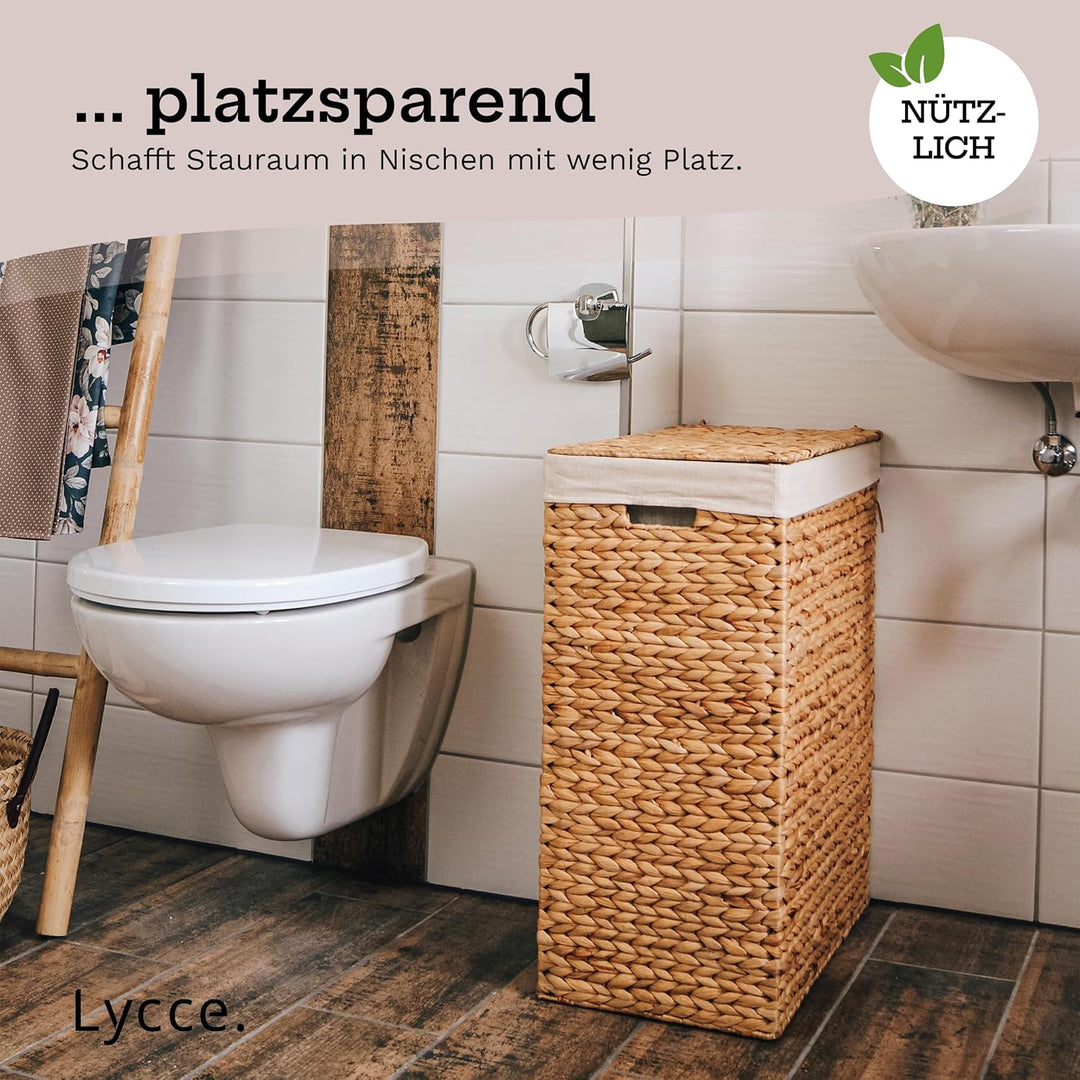 Lycce Wäschekorb mit Deckel 80L Nischenwäschekorb Wasserhyazinthe (Gr. 3) Grösse 3, Grösse 3