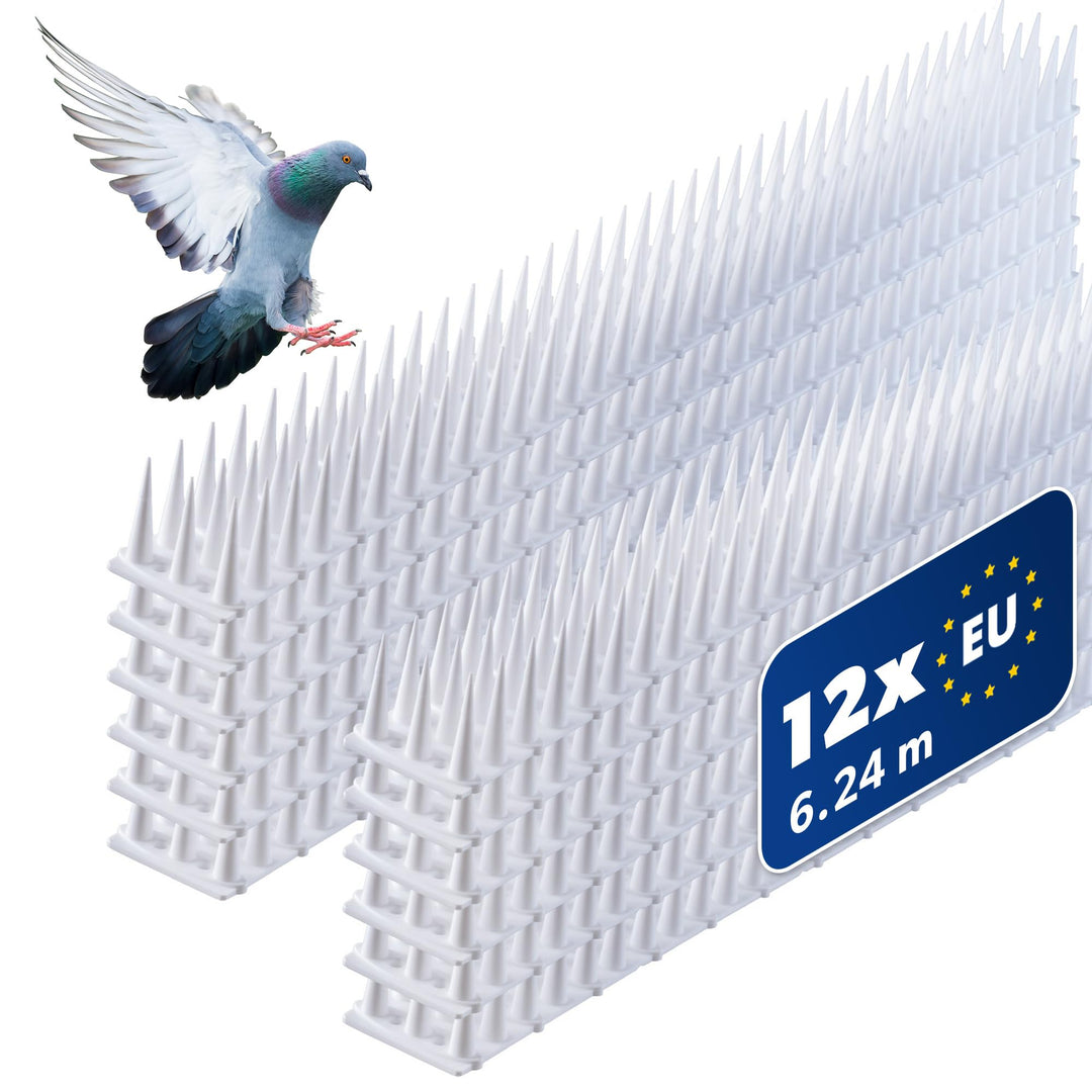 KADAX 12er Set Vogelabwehr Spikes, Kunststoff, 51x4x3,5 cm, 3-reihig, für Tauben, Katzen, Marder, Za
