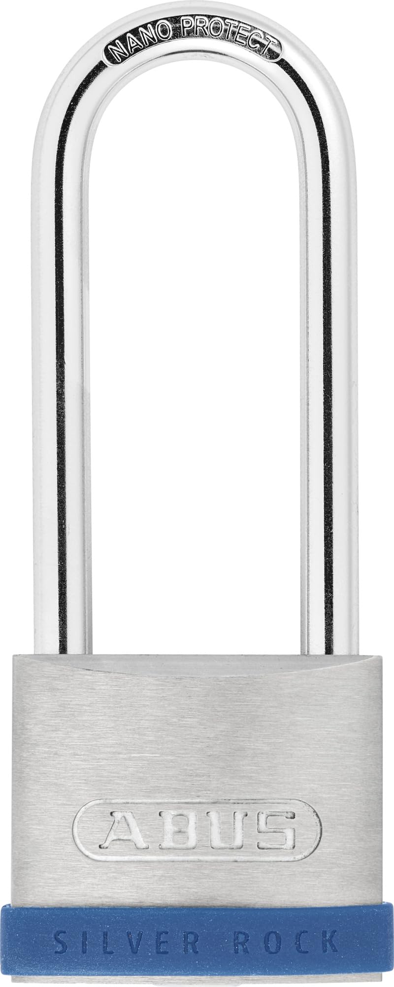 ABUS Vorhängeschloss Silver Rock 5/50HB80 mit hohem Bügel - aus massivem Zink und mit Silikon Schutz