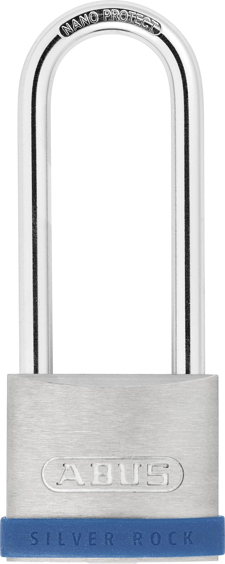 ABUS Vorhängeschloss Silver Rock 5/50HB80 mit hohem Bügel - aus massivem Zink und mit Silikon Schutz