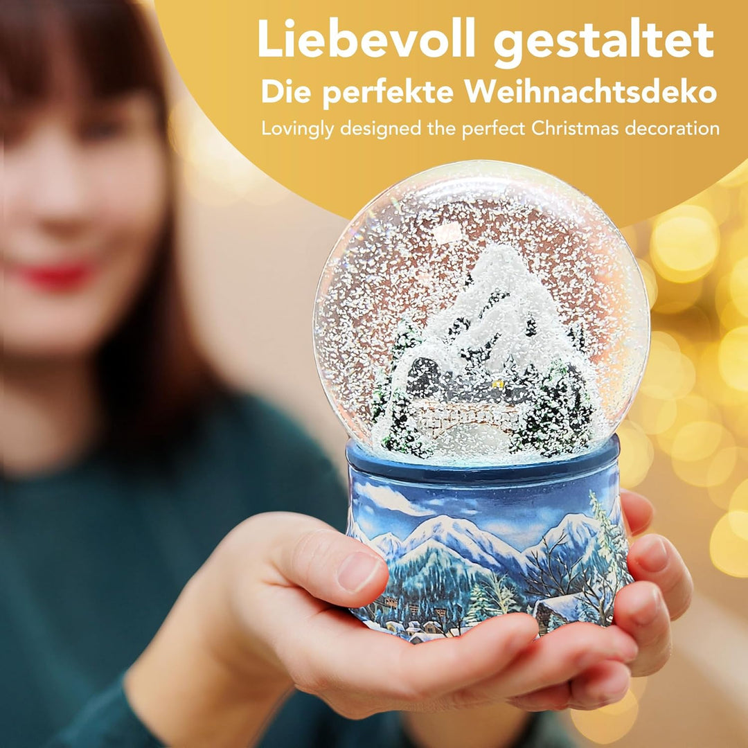 Weihnachts-Schneekugel mit Musik | Schneekugel Nostalgische Berglandschaft mit Brücke | Sockel Winte