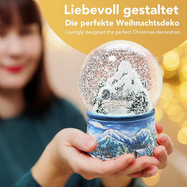 Weihnachts-Schneekugel mit Musik | Schneekugel Nostalgische Berglandschaft mit Brücke | Sockel Winte