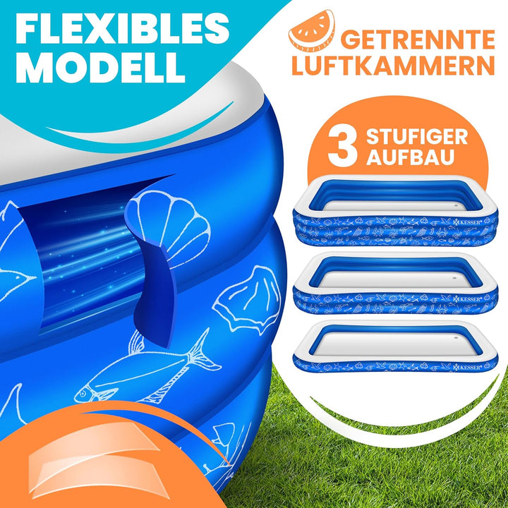 KESSER® Aufblasbarer Pool Familienpool für Kinder und Erwachsene Gartenschwimmbad Familienschwimmbad