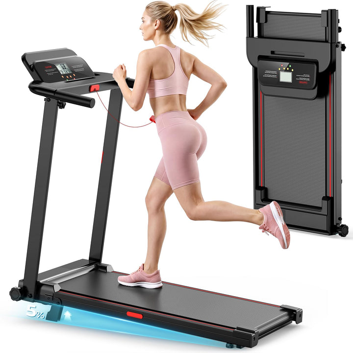 Laufband für Zuhause, Elektrisches Laufbänder mit Griff, Klappbares bis 10Km/H, Treadmill Walking Pa