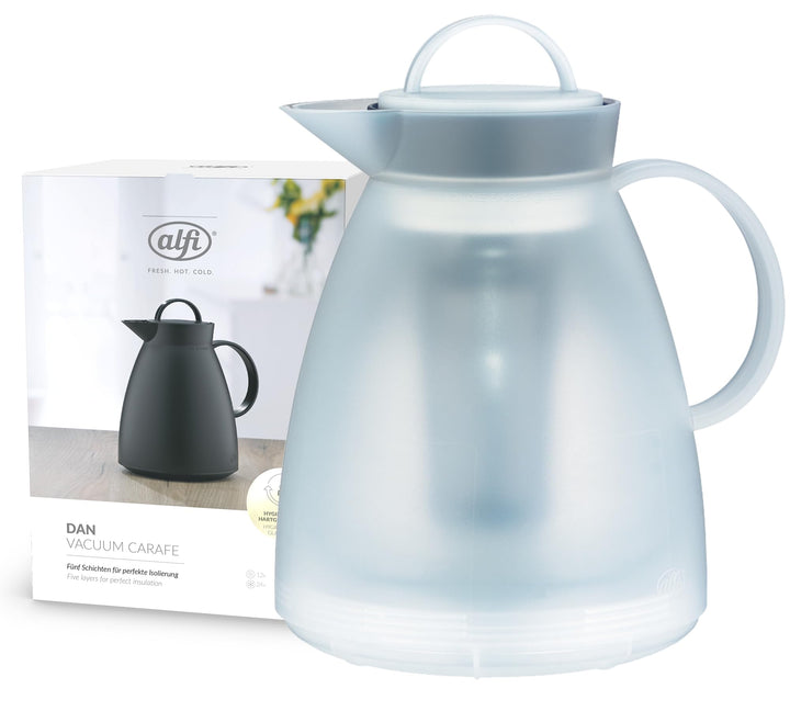 alfi 1935011100 Isolierkanne Dan Tea Kunststoff 1.0 l, weiss mit Teefilter Transparent, mit Teefilte