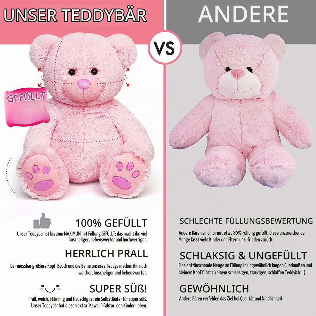 LotFancy Teddybär Kuscheltier 50cm, Plüschtier Stofftier Teddy, Süsses Geschenk für Kinder Mädchen F