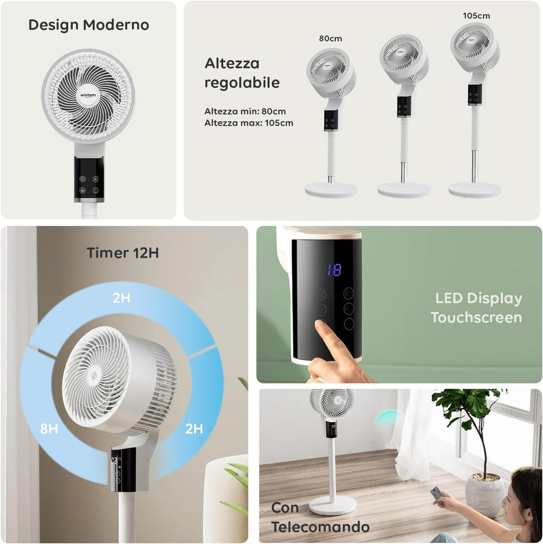 SNAG leiser Standventilator mit Fernbedienung und Timer, leistungsstarker Motor, digitales Display,