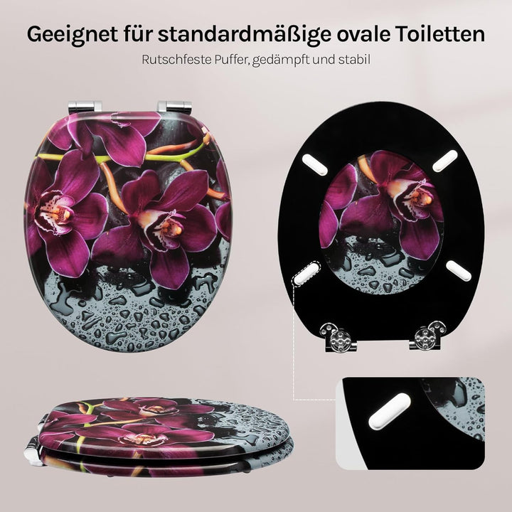 WOLTU #2 Premium WC-Sitz Toilettensitz mit Absenkautomatik, MDF Holzkern, Softclose Scharnier, Antib