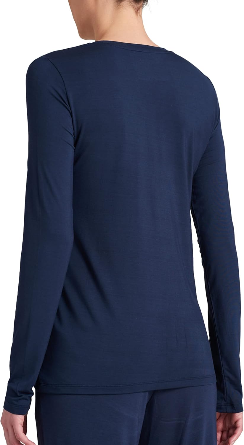 Schiesser Women's Schlafshirt Langarm Pajama Top 34 Blau_175477, 34 Blau_175477