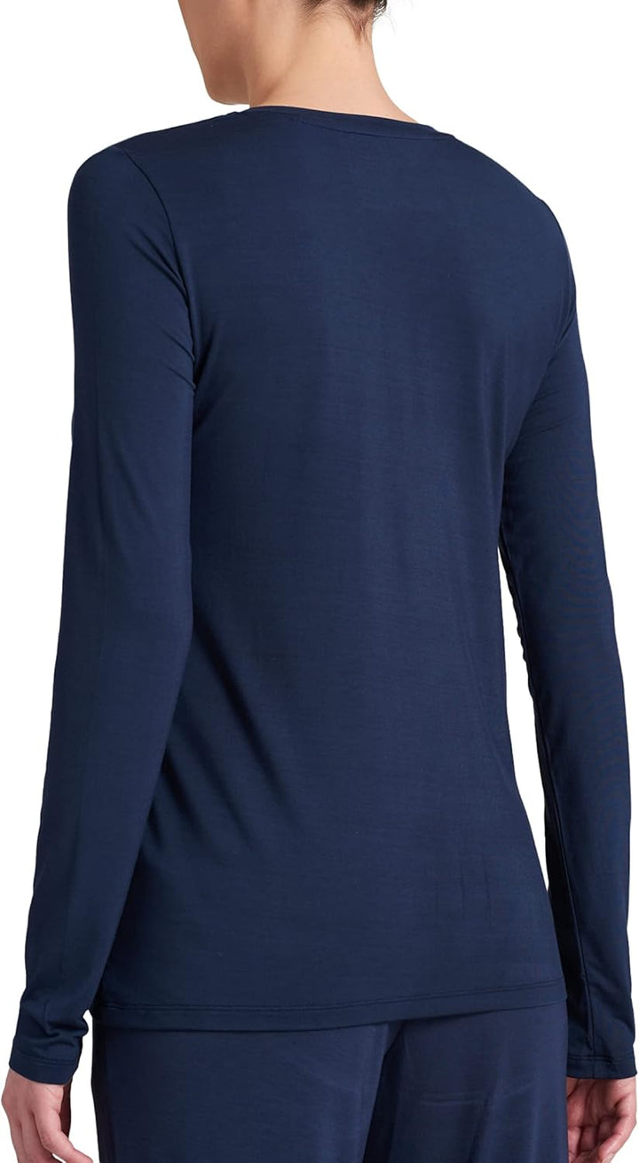 Schiesser Women's Schlafshirt Langarm Pajama Top 34 Blau_175477, 34 Blau_175477