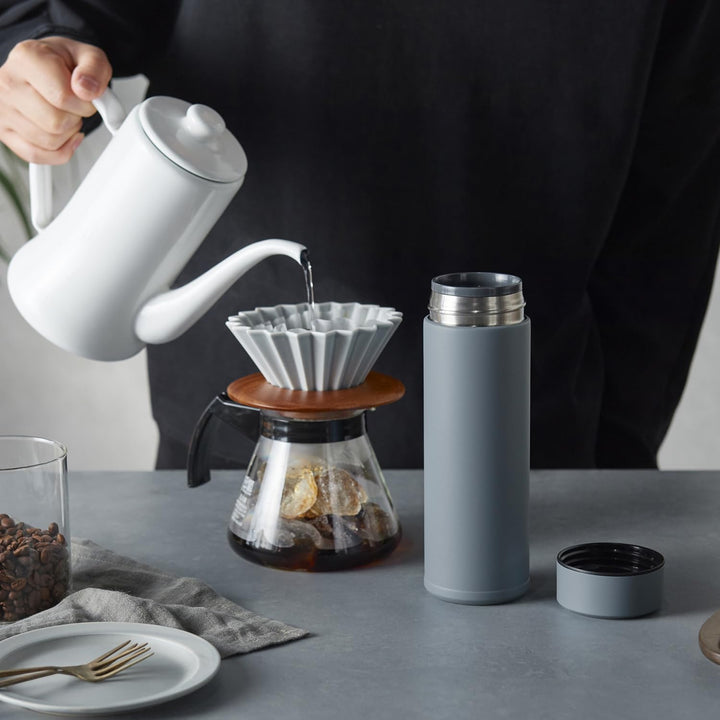 Kyocera isolierte Slim-Trinkflasche mit keramischer Innenbeschichtung, 12 Stunden heiss, 24 Stunden