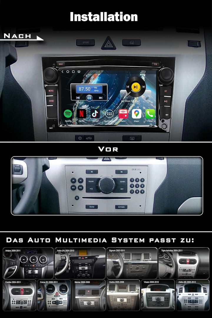 Erisin 7 Zoll 8-Kern 4GB+64GB Android 16 Autoradio Bluetooth GPS Navigation für Opel Corsa D Corsa C